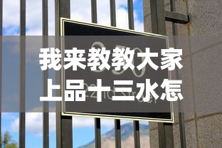 我来教教大家上品十三水怎么拿好牌”作弊挂(辅助外挂+