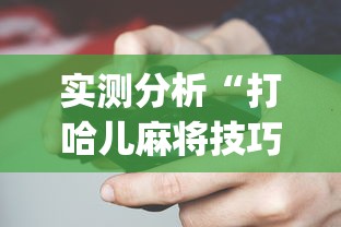 实测分析“打哈儿麻将技巧？_游戏_玩家_工具