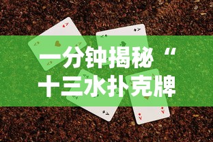 一分钟揭秘“十三水扑克牌怎么赢”详细辅助软件教程